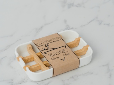 ECO SOAP DISH WHITE ~ SAVONIERA DIN BAMBUS SI PUDRA DE AMIDON ~