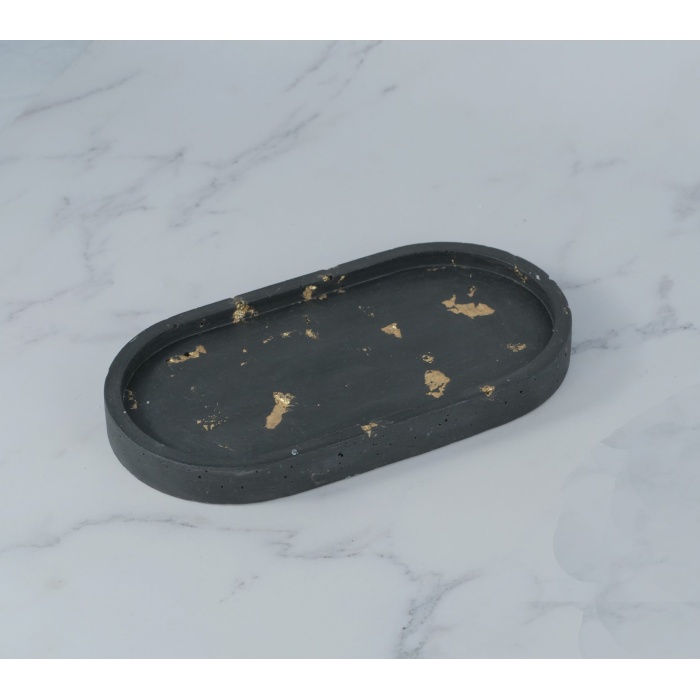 CERAMIC SOAP DISH DUO BLACK ~ SAVONIERA DIN PRAF CERAMIC SI FOITA DE AUR ~