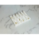 CERAMIC SOAP DISH DUO GRILL WHITE ~ SAVONIERA DIN PRAF CERAMIC SI FOITA DE AUR ~