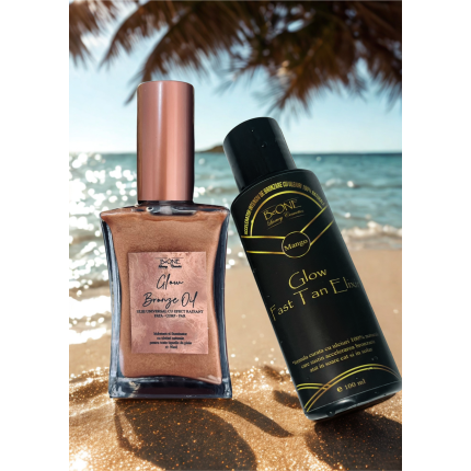 Combo Glow Bronze Oil + Glow Fast-Tan Elixir Mango - ulei accelerator de bronz cu aroma intensa de mango si ulei radiant bronzant cu particule stralucitoare (copie)