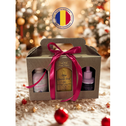 Christmas Beauty Box ~ 100% natural, Leave-in + ulei de par + ulei cu sclipici pentru corp